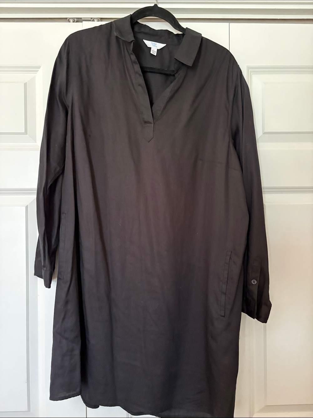 Time and Tru Black Long Sleeve Mini Shirt Dress